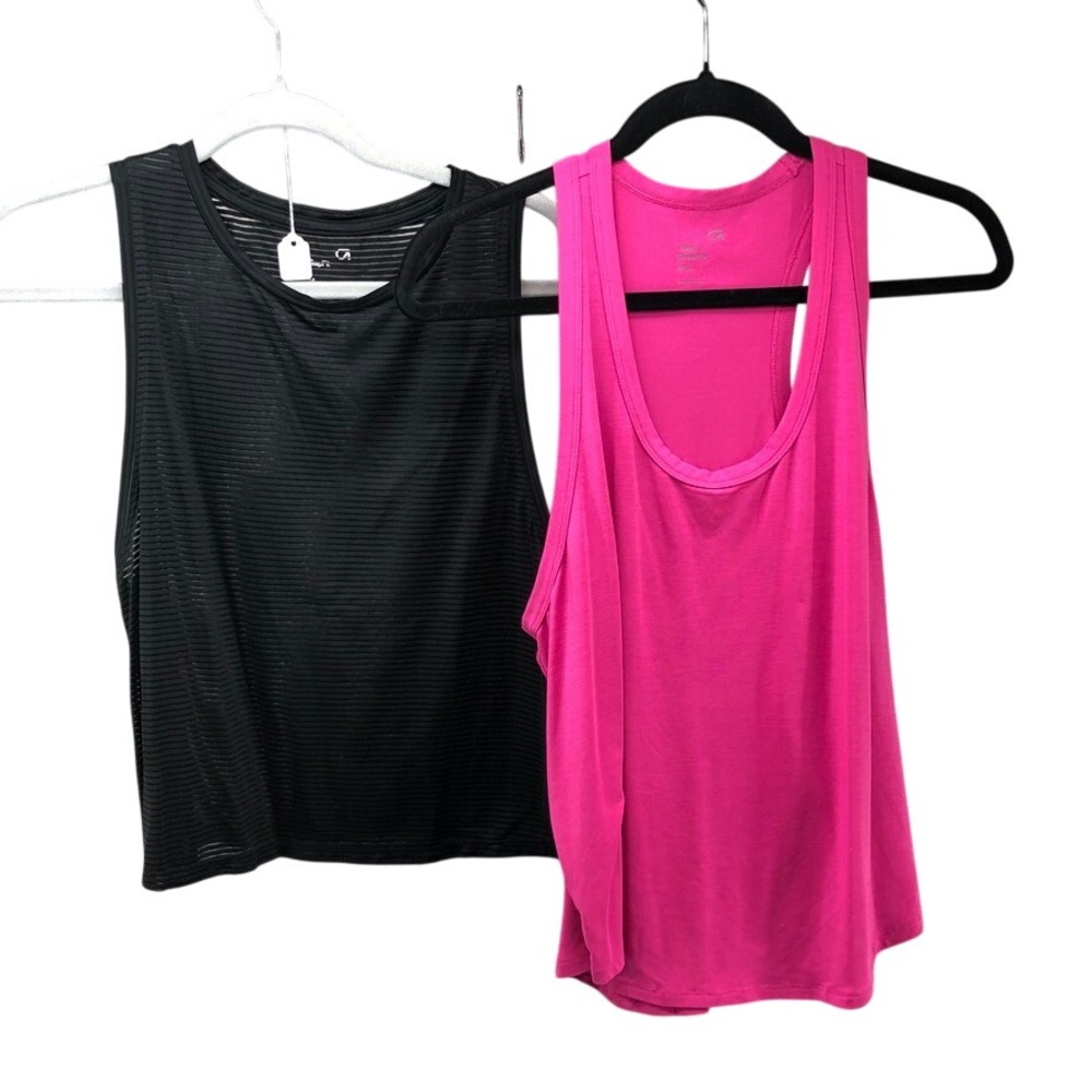 GapFit Tank Top Womens Medium Set of 2 Black Pink Athletic Yoga Gym Activewear